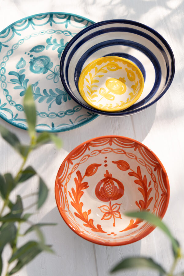 Lebrillo kom Granada keramiek wit/oranje