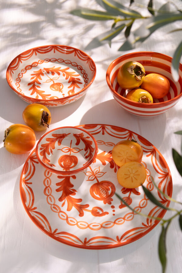 Lebrillo kom Granada Strepen Keramiek Wit/Oranje