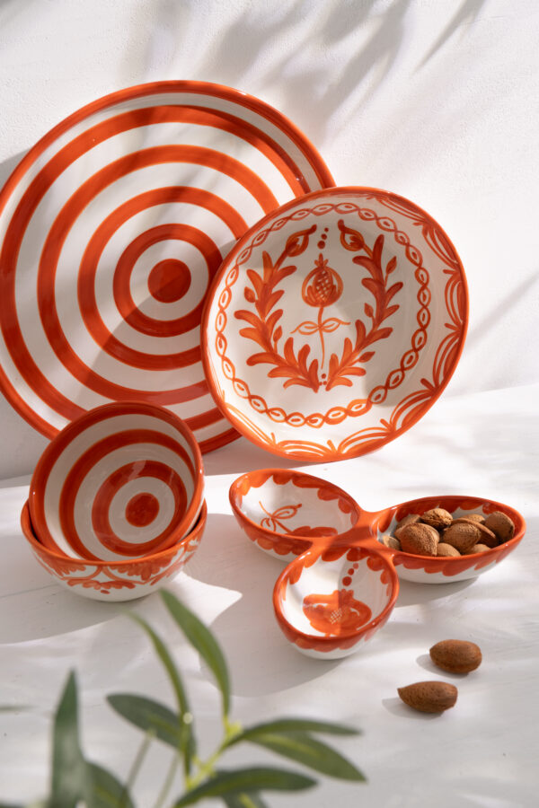 Lebrillo kom Granada keramiek wit/oranje