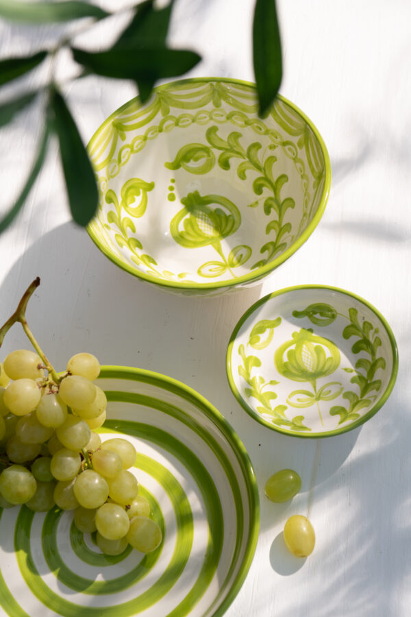 Lebrillo kom Granada keramiek wit/groen