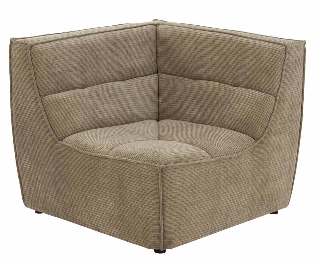 hoekelement in het taupe voor een modulaire bank