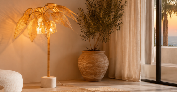 Vloerlamp Kokospalm Rotan