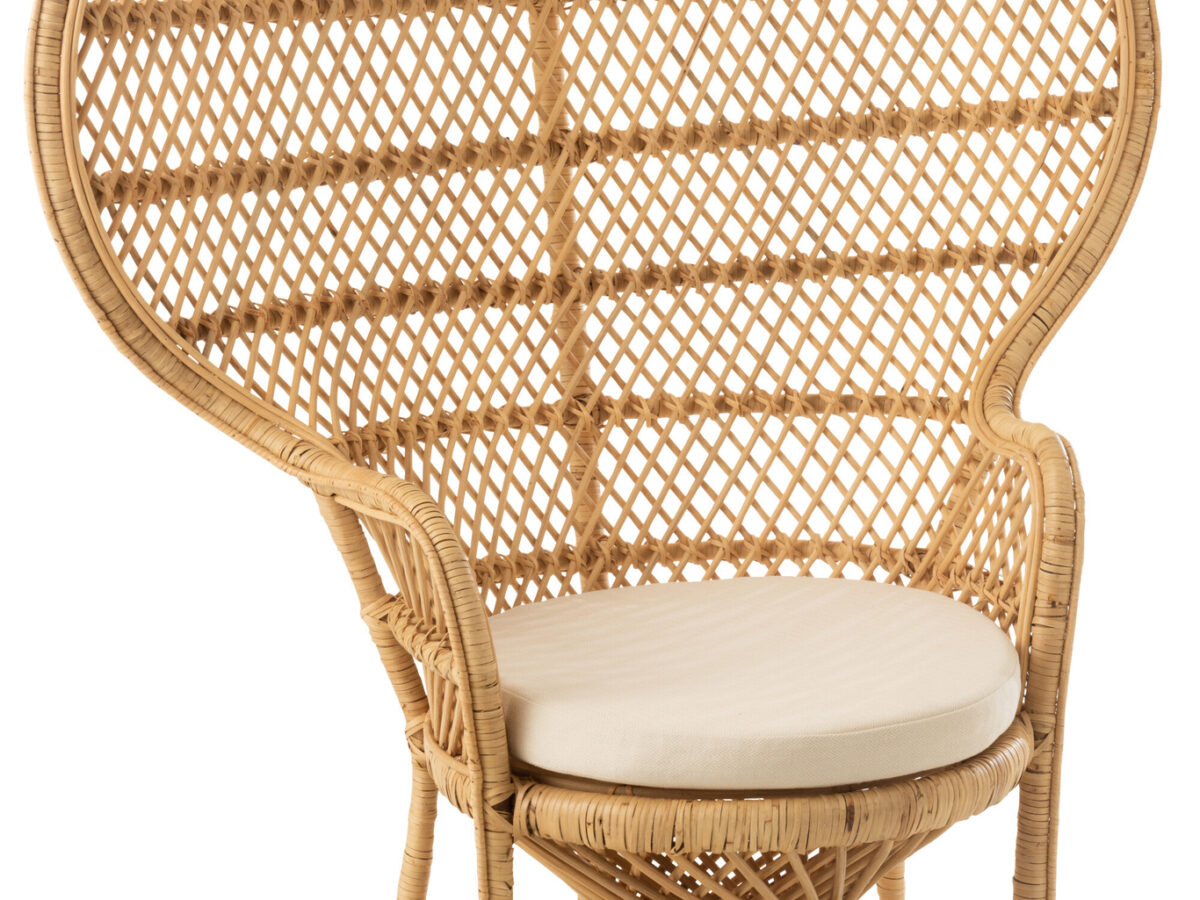 Stoel Pauw Met Kussen Rotan Naturel