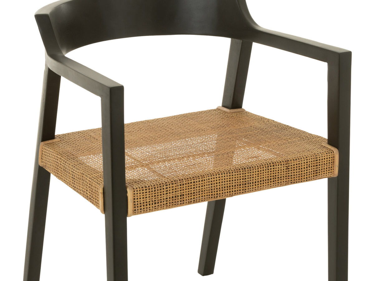 Stoel Emma Teak Zwart/Bruin