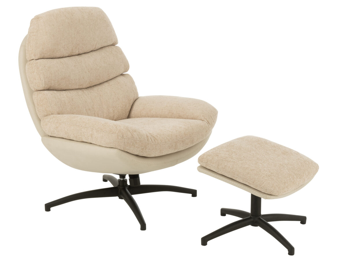 Relaxstoel + voetenbank lichtgrijs