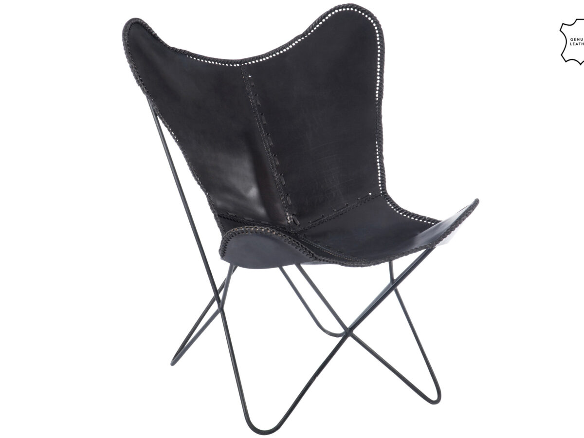 Lounge stoel Leer/Metaal Zwart