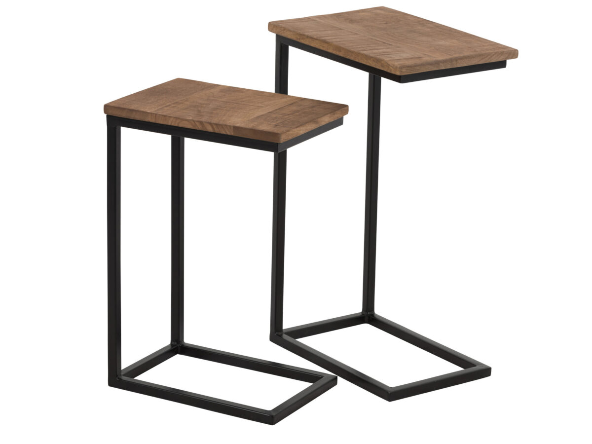 Set van 2 Bijzettafels Mason Bruin/Zwart