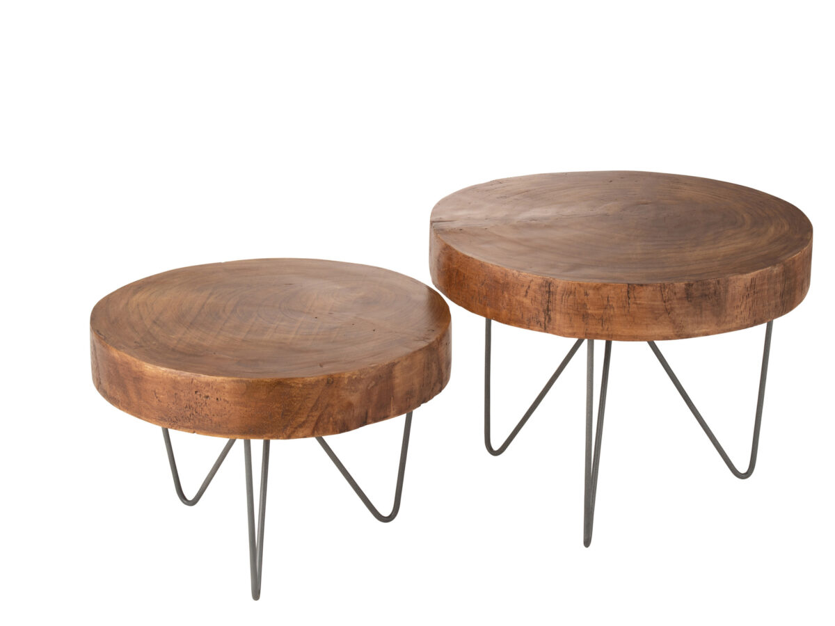 Set van 2 tafels Paulownia bruin