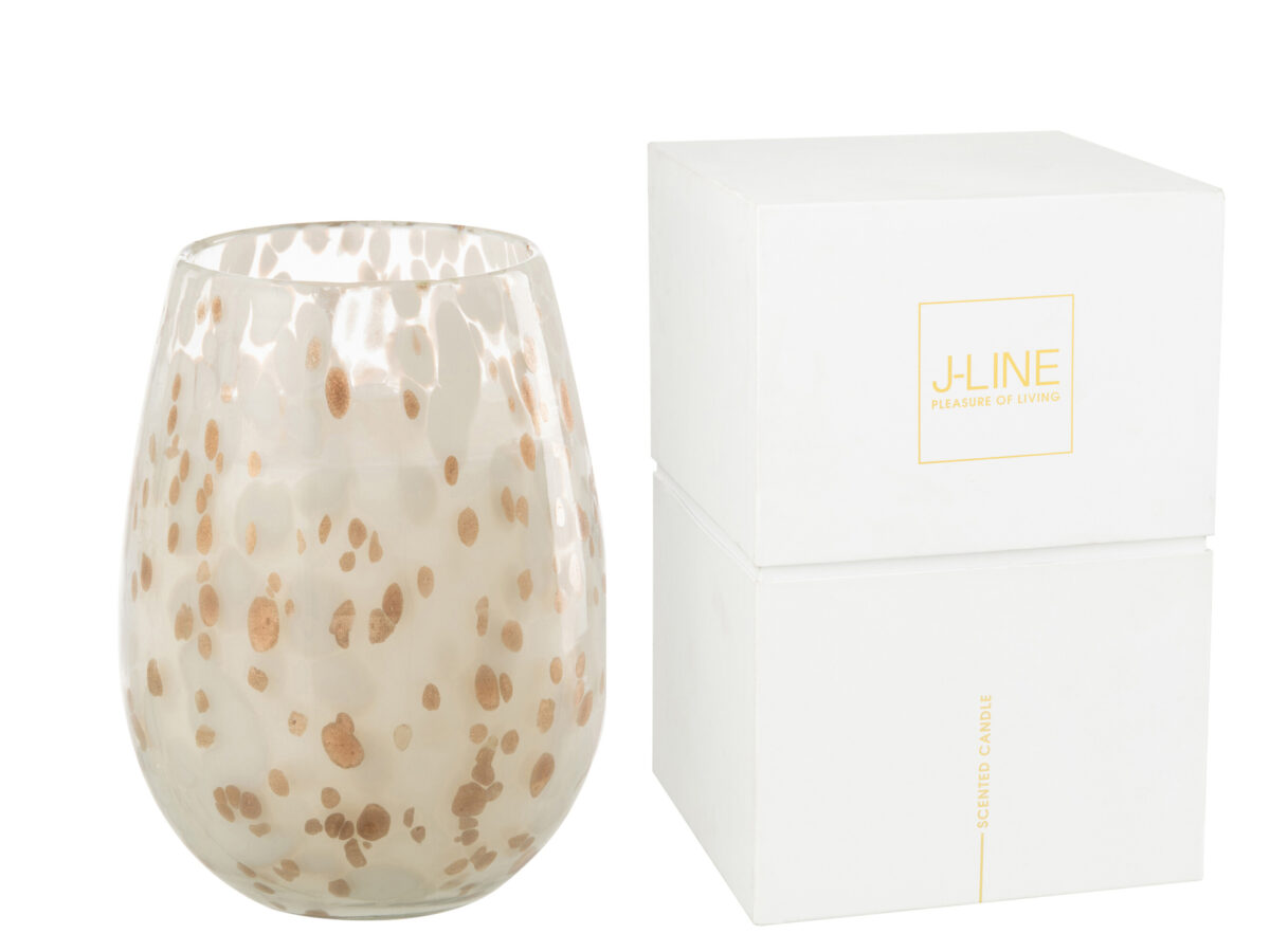 Geurkaars Mia Wit/Gemengd Glas Groot-230H