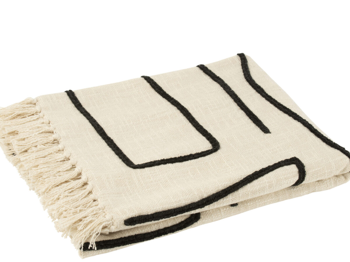 Plaid Strepen/Bogen Katoen Wit / Zwart