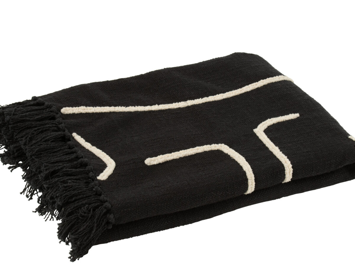 Plaid Strepen/Bogen Katoen Zwart /Wit