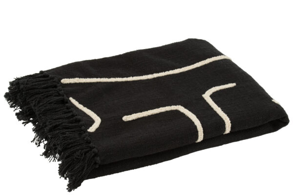 Plaid Strepen/Bogen Katoen Zwart /Wit