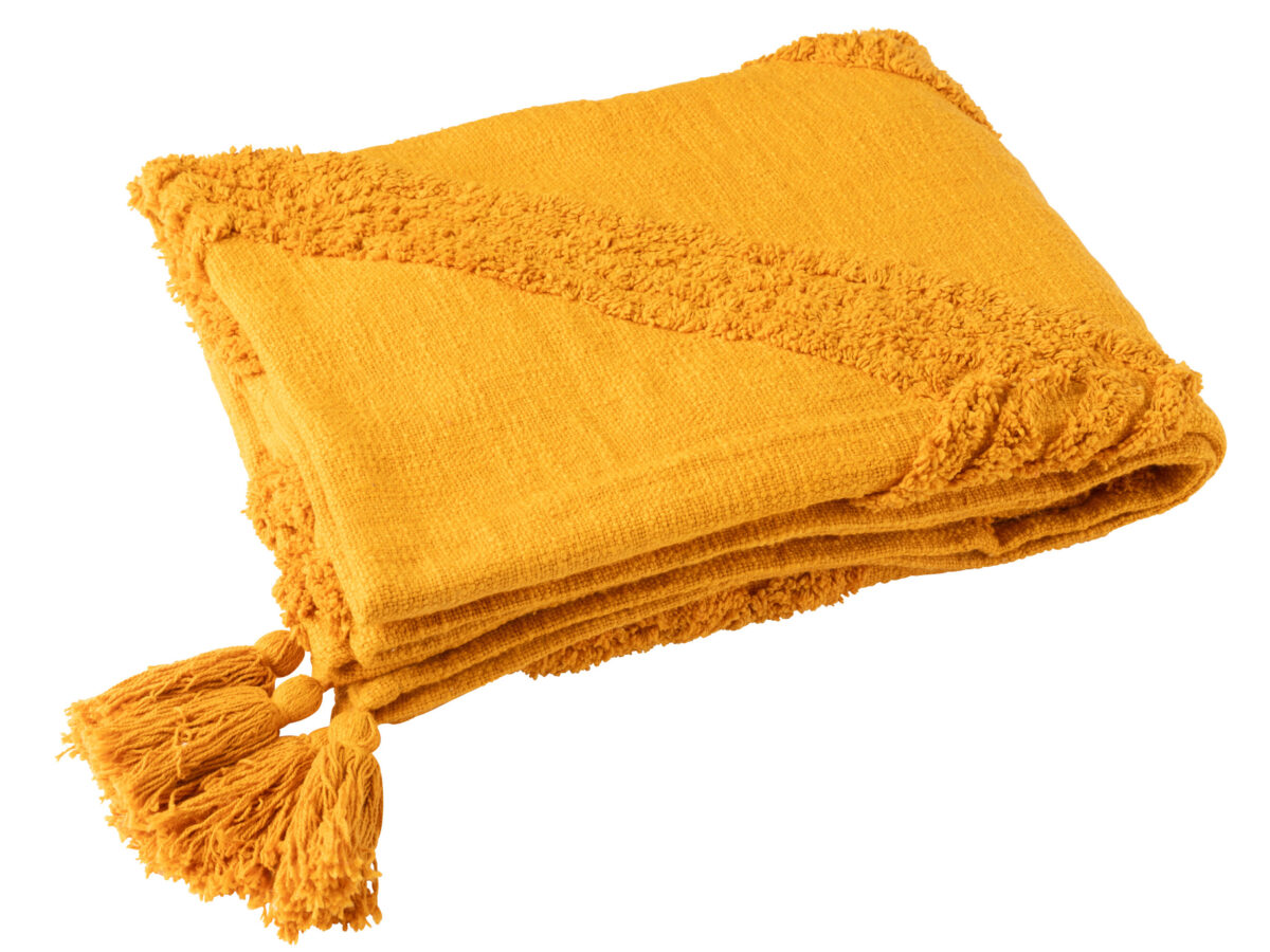 J-line Plaid getuft + kwastjes oker