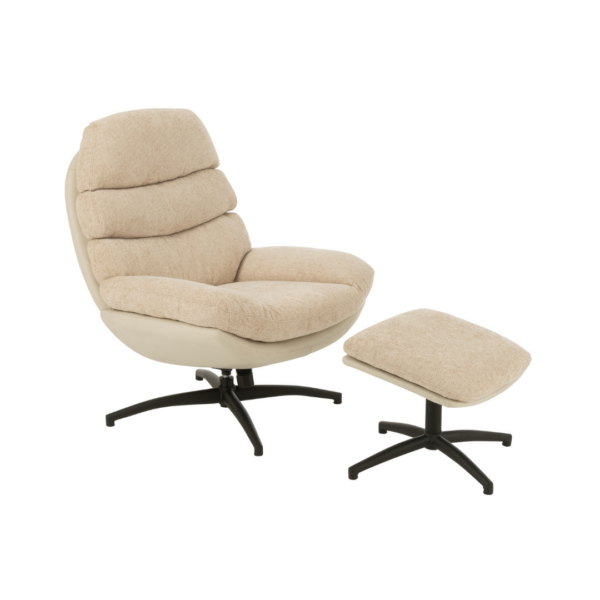 Relaxstoel + Voetenbank Beige