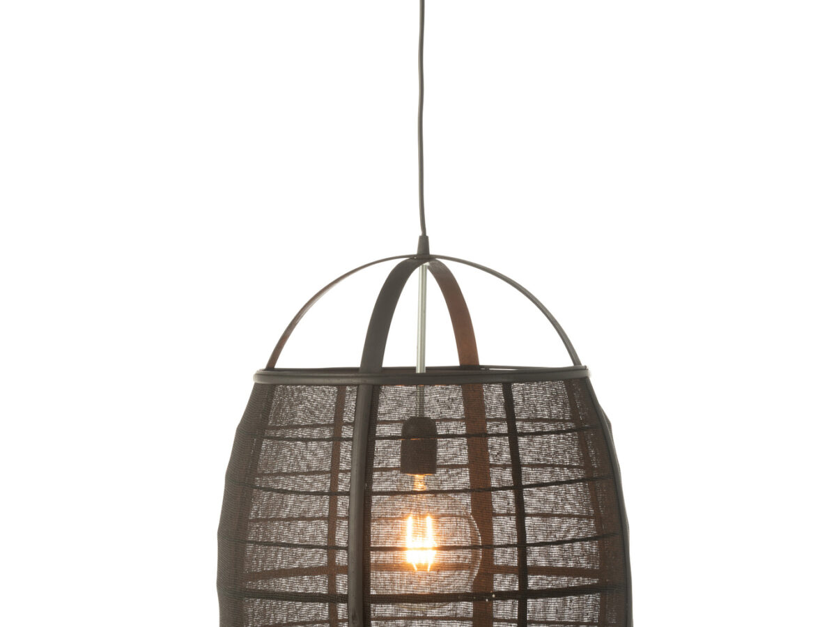 J-line Hanglamp Ion Linnen/Bamboe Zwart Large