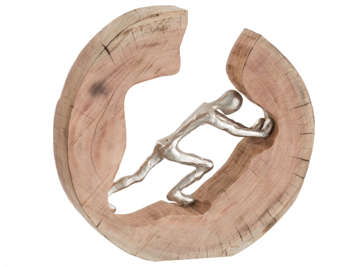 Figuur Duwen Skubbe mangohout / aluminium