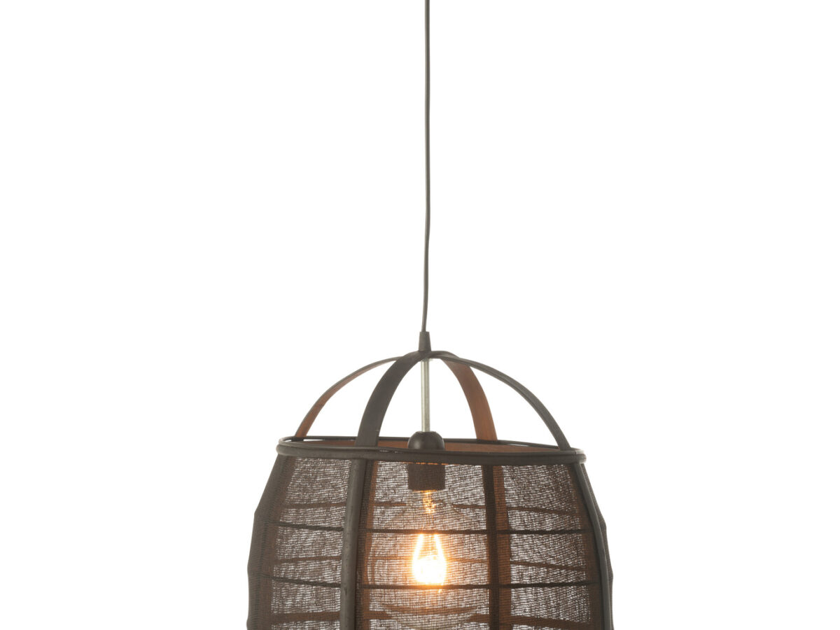 Hanglamp Ion Linnen/Bamboe Zwart Klein