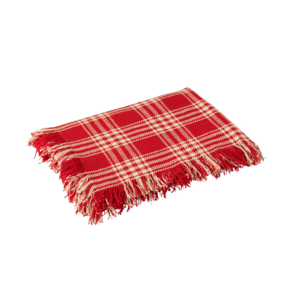 Deken Geruit Katoen Kerst Rood/Wit