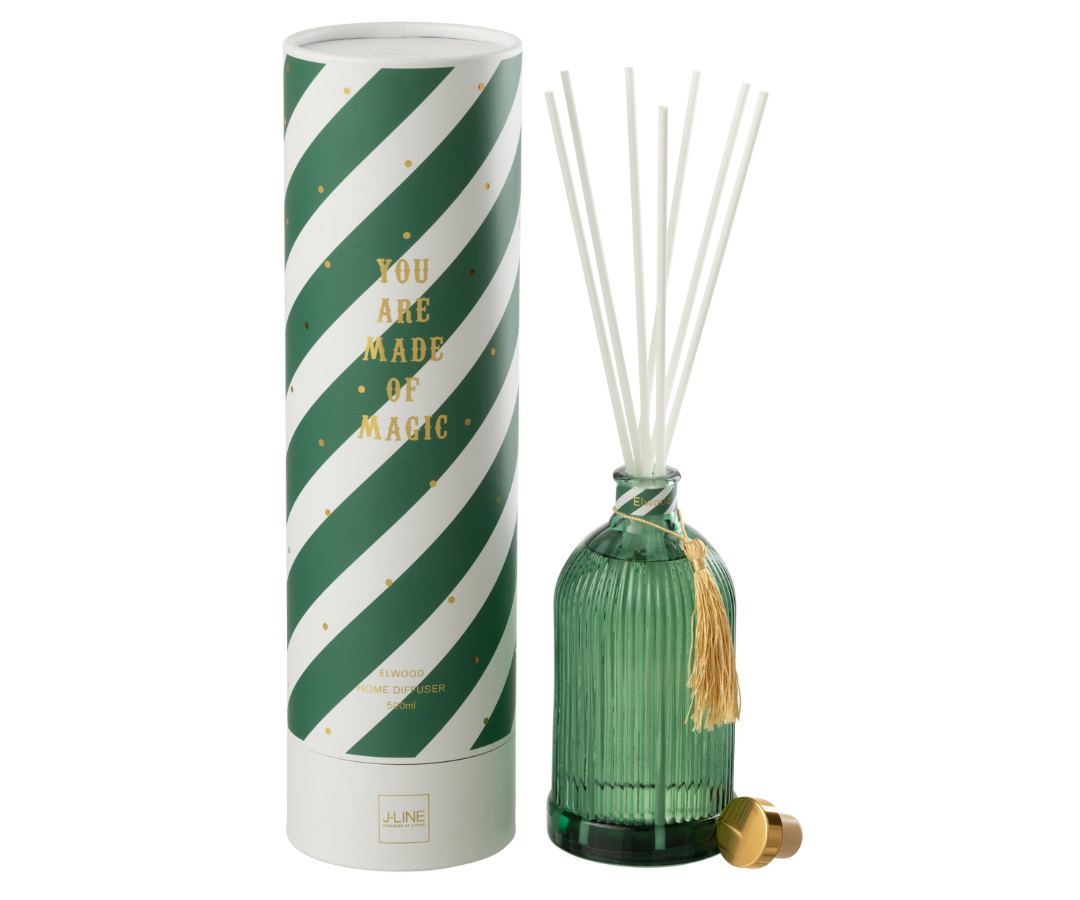 58725 Reed Diffuser Magic Geurolie GroenWit 500 ml Reed Diffuser Magic Geurolie Donkergroen/Wit 500 ml
