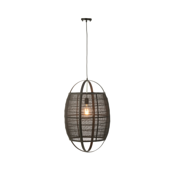 J-line Hanglamp Ion Linnen/Bamboe Zwart Large