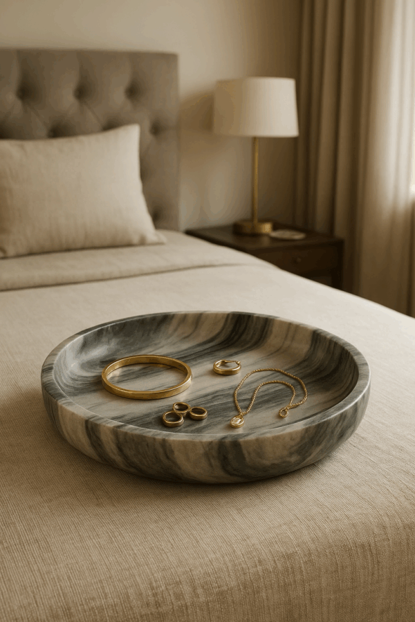 Serveerschaal Marmer Zwart/Lichtgrijs