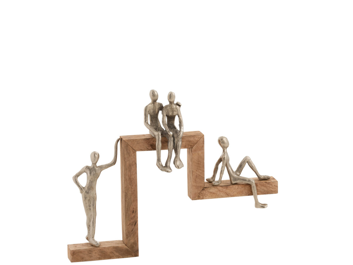 Figuur  de 4 Relaxers mangohout aluminium