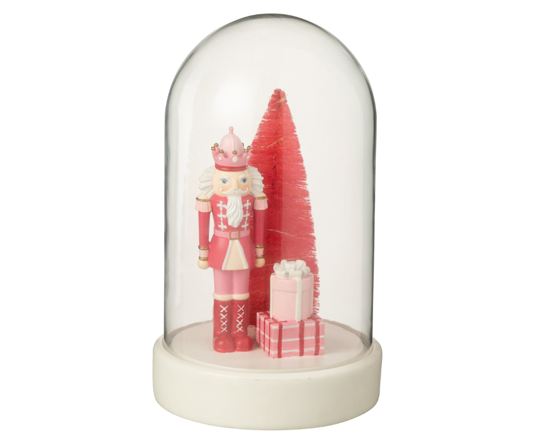 Decoratieve stolp met LED-notenkraker Roze/Rood