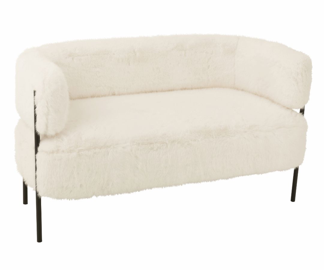 2-zitsbank Fur Wit J-line. Gezellig en chic. Een echte aanwinst voor in het interieur.