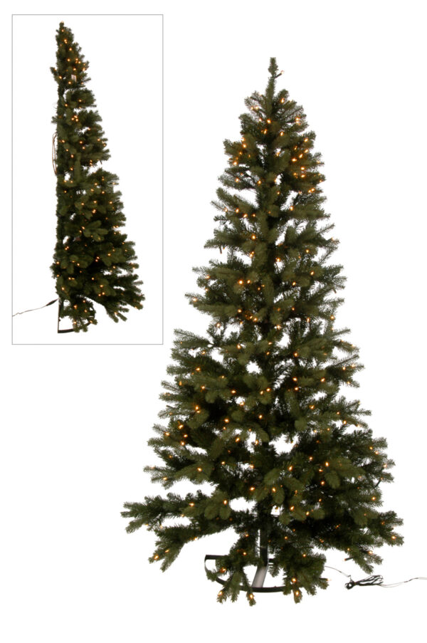 Halve Kerstboom + Led-verlichting plastic Groen