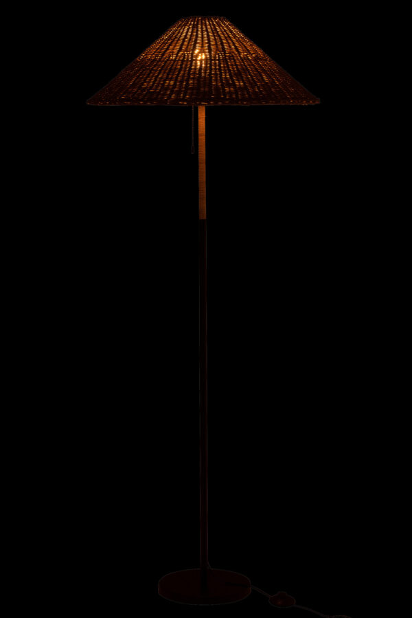 Vloerlamp Metaal/Riet Zwart/Naturel