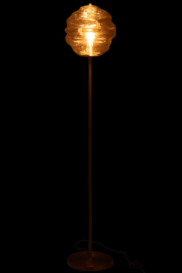 Vloerlamp Honingraat Glas Licht Cognac