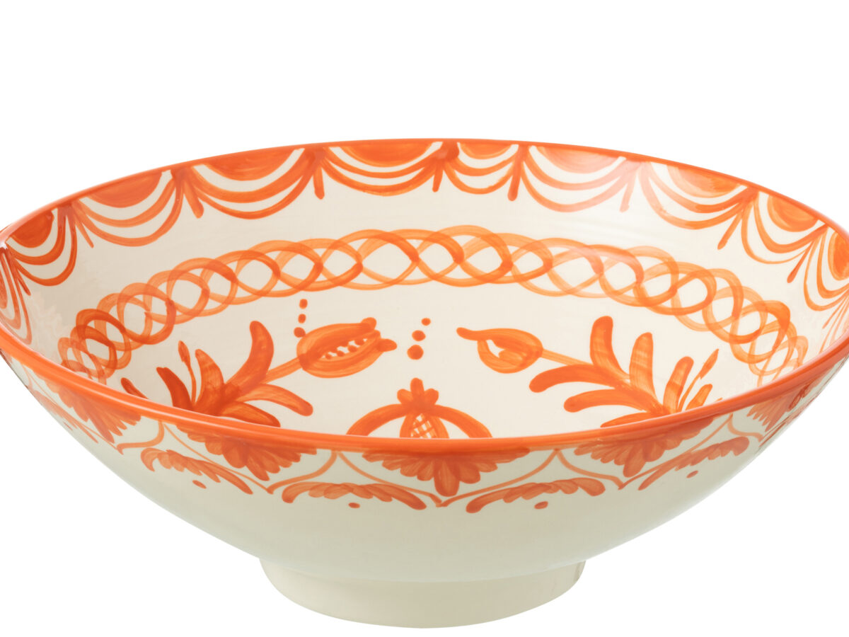 Lebrillo kom Granada keramiek wit/oranje