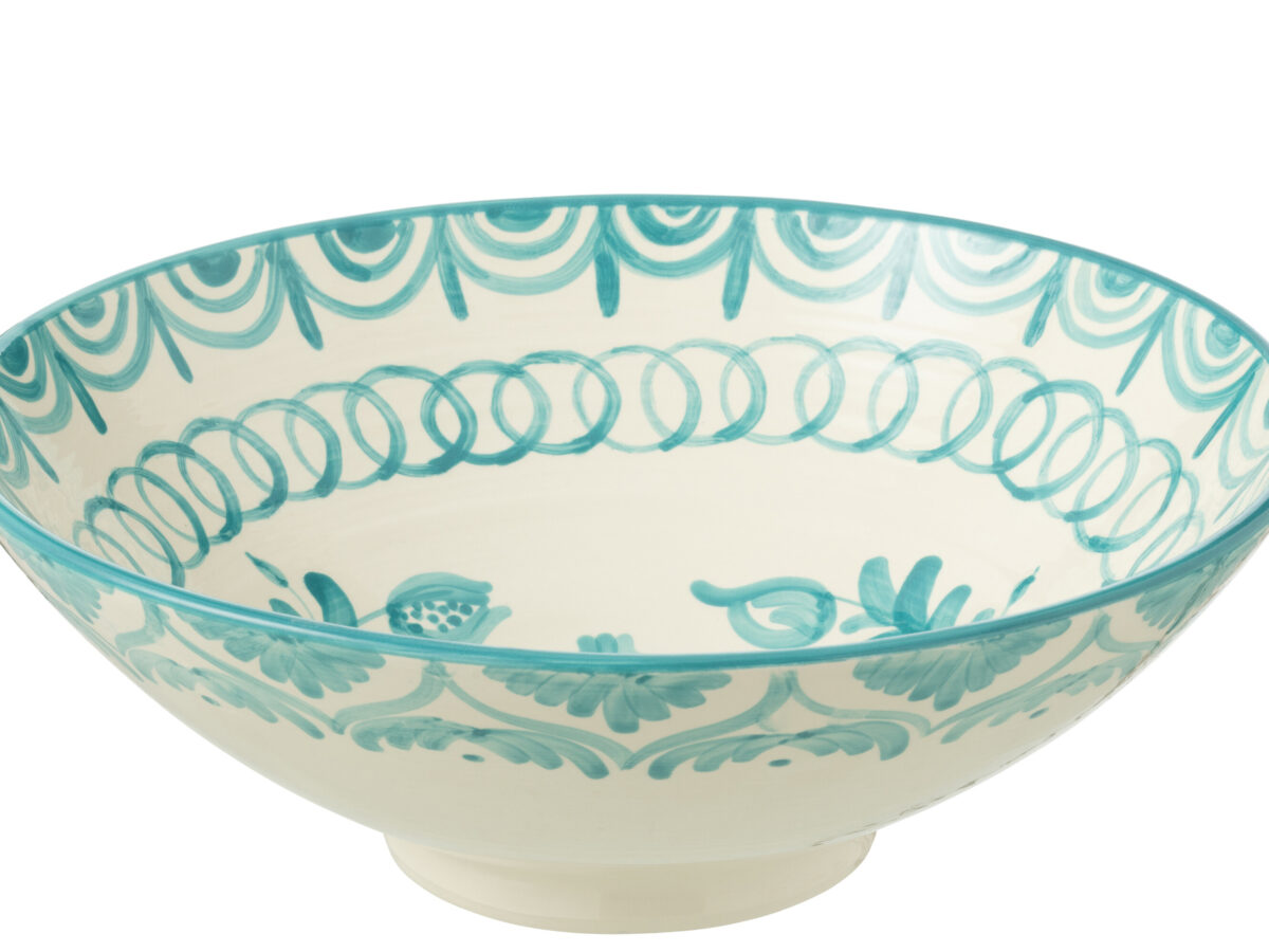 Lebrillo kom Granada keramiek wit/aqua