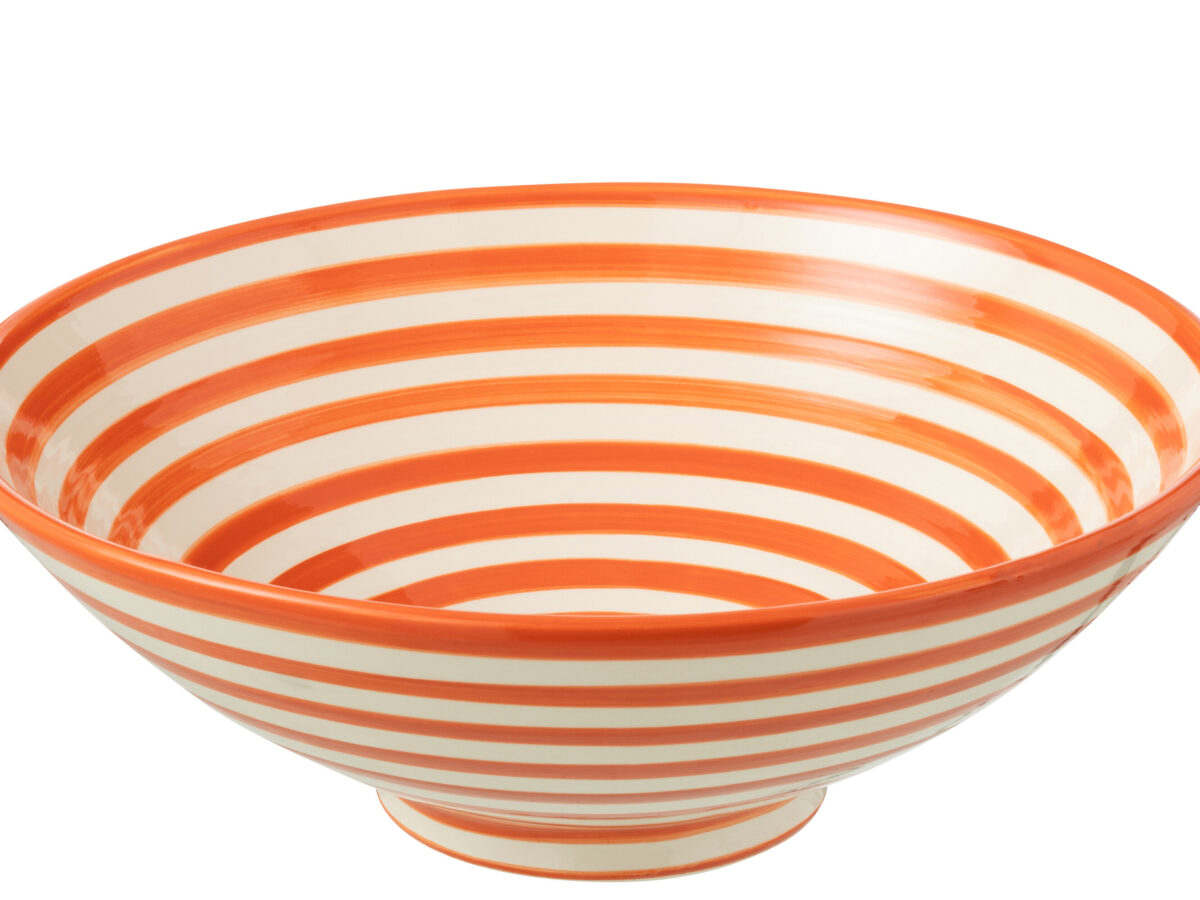 Lebrillo kom Granada Strepen Keramiek Wit/Oranje