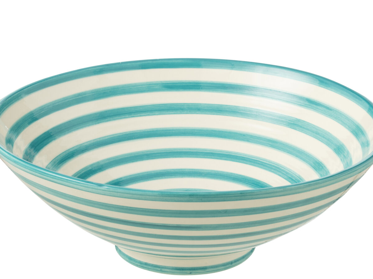 Lebrillo kom Granada Strepen Keramiek Wit/Aqua