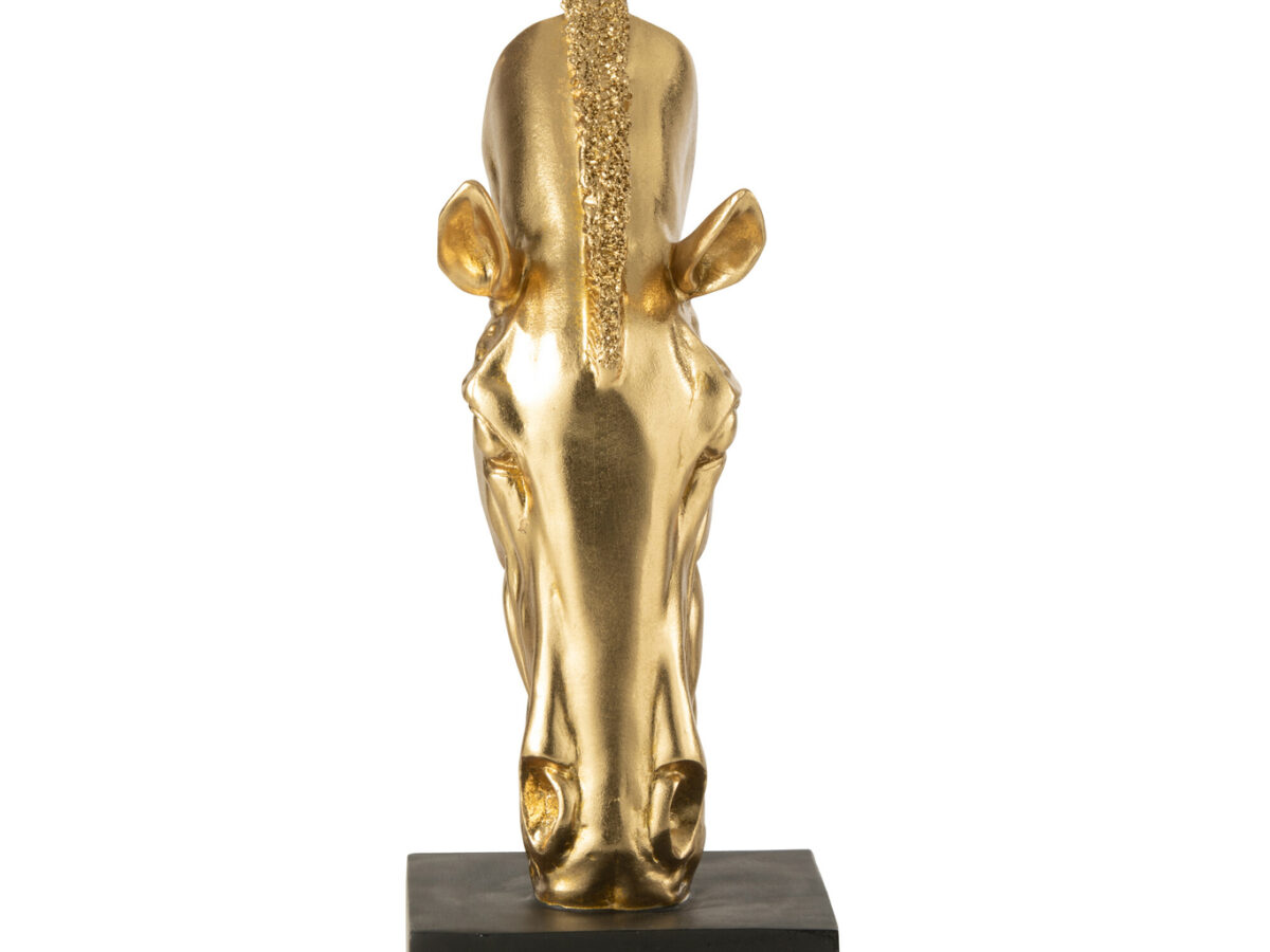 Paard op voetstuk goudkleurig/zwart klein