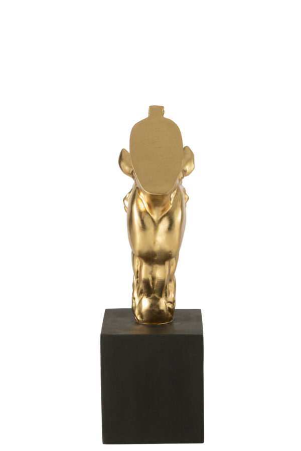 Paard op voetstuk goudkleurig/zwart klein