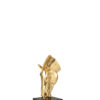 Paard op voetstuk goudkleurig/zwart klein