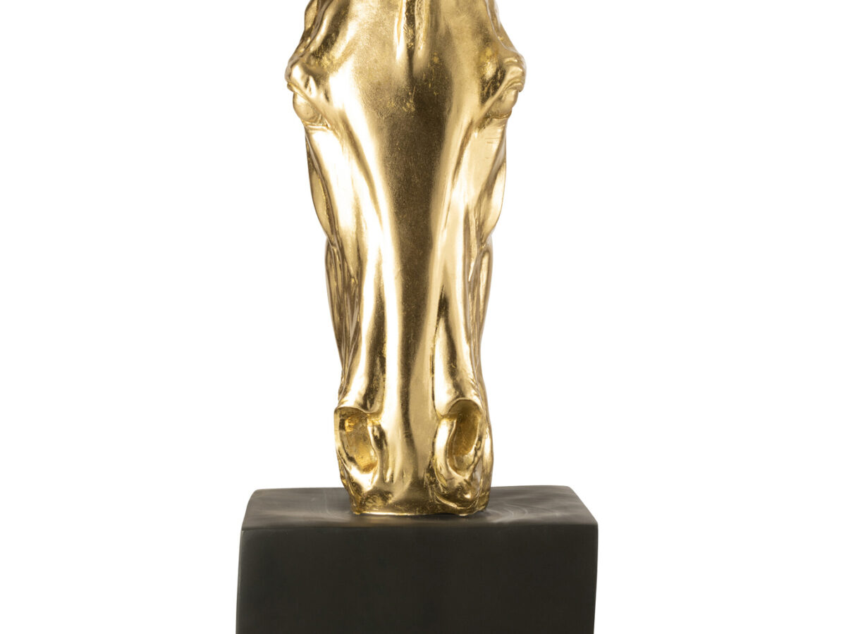 Paard Op Voet Goudkleurig/Zwart Groot