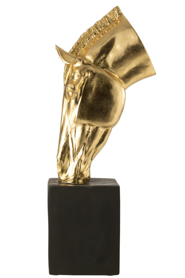 Paard Op Voet Goudkleurig/Zwart Groot