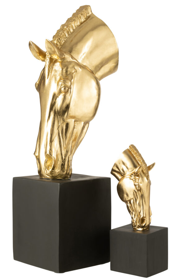 Paard Op Voet Goudkleurig/Zwart Groot
