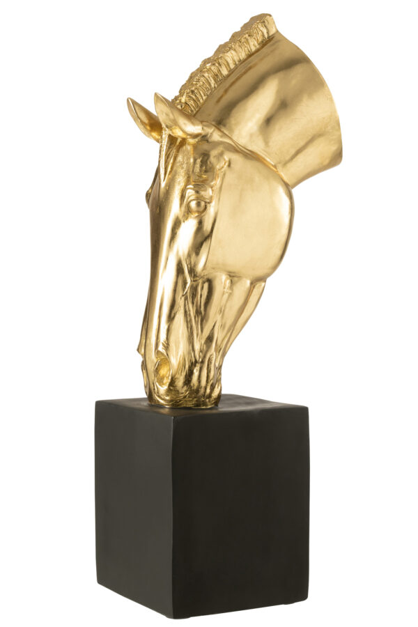 Paard Op Voet Goudkleurig/Zwart Groot