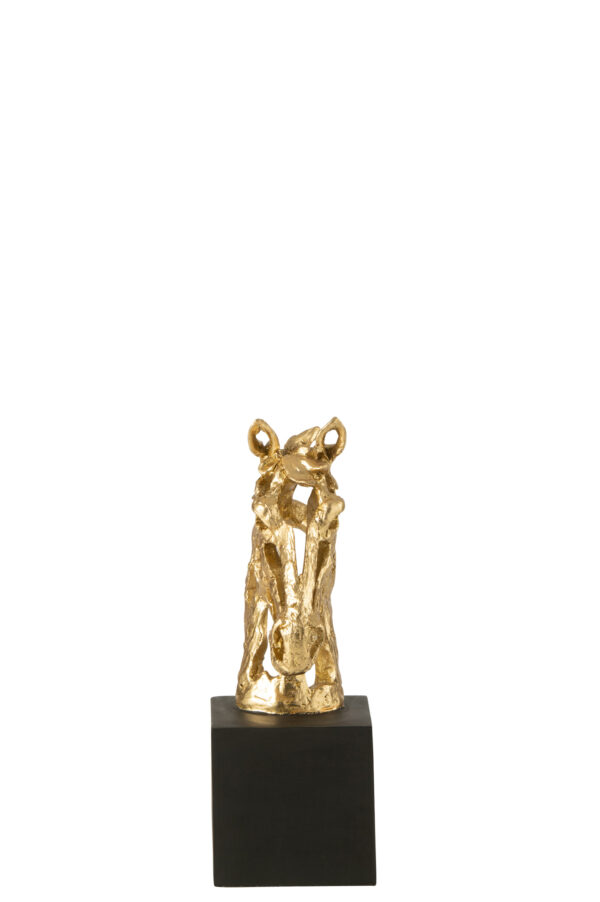 Paard op Voetstuk Goudkleurig/Zwart Klein