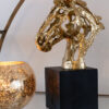 Paard op Voetstuk Goudkleurig/Zwart Klein