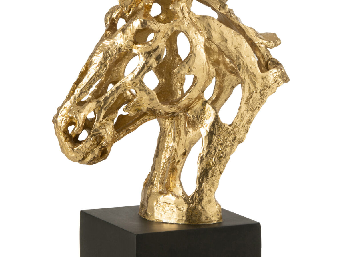Paard op voetstuk Goud/Zwart Large