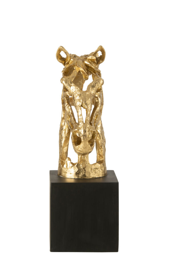 Paard op voetstuk Goud/Zwart Large