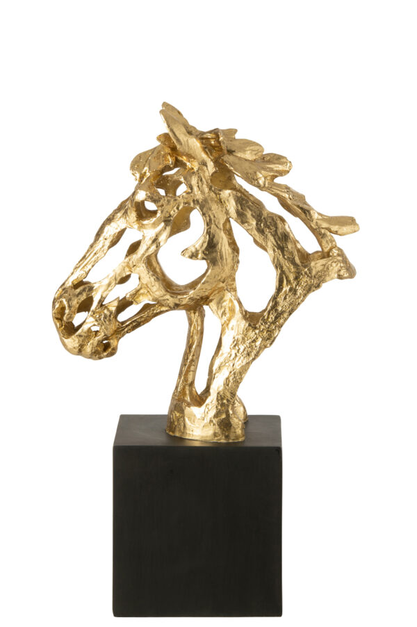 Paard op voetstuk Goud/Zwart Large