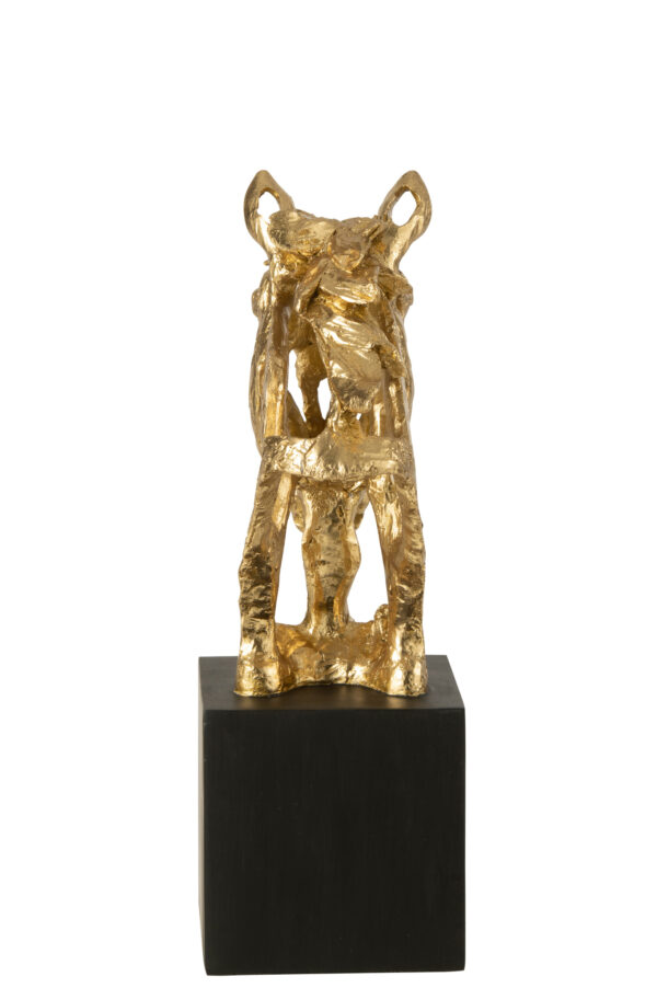 Paard op voetstuk Goud/Zwart Large