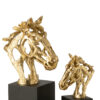 Paard op voetstuk Goud/Zwart Large