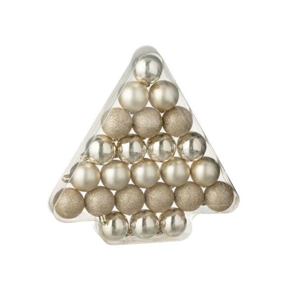 Kerstverpakking met 24 lichtbeige kunststof kerstballen